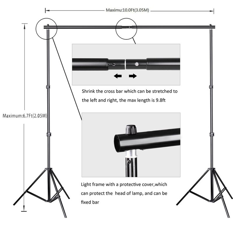 SLOW DOLPHIN Photo Background Support System With Backdrop Stand Kit, 100% Pure muslin 6.5 Ft x 10 Ft Chromakey Green Screen Backdrop,Clamp, carry Bag for Photography Video Studio - Image 2
